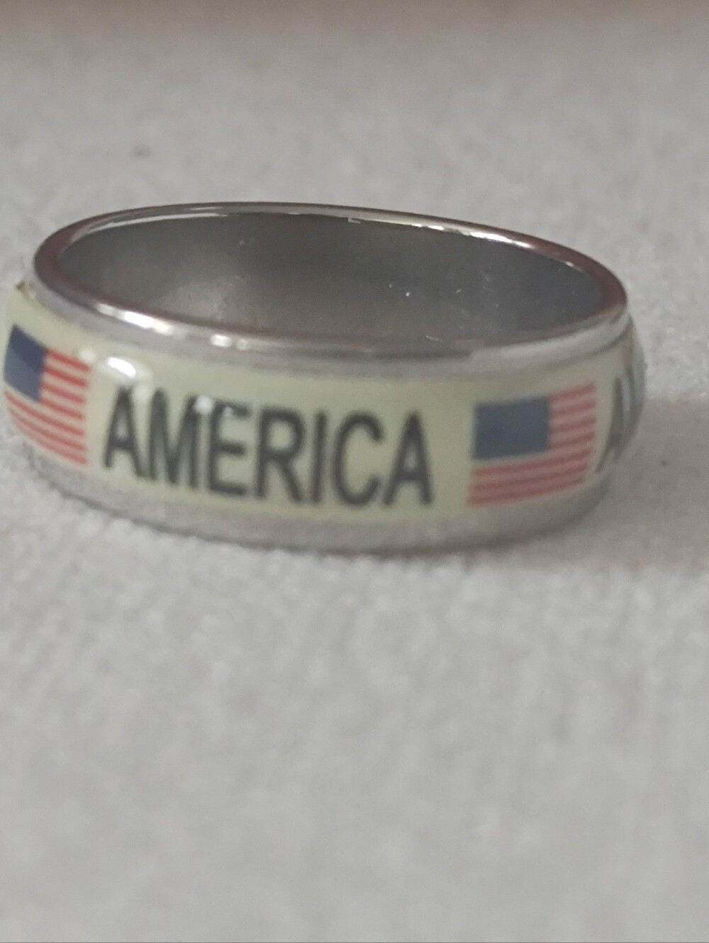 New America Flag Enamel Stainless Steel Ring